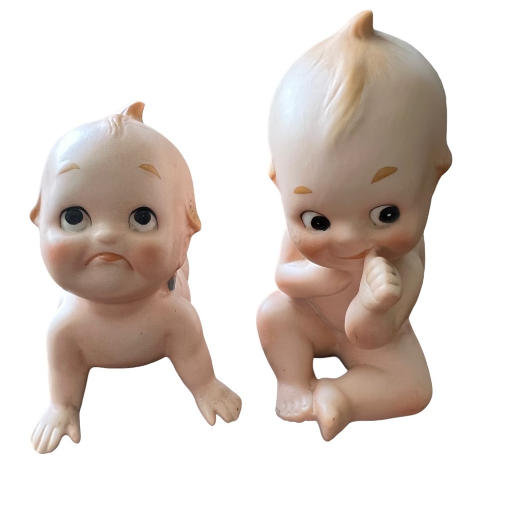 Vintage Bisque Porcelain Kewpie Figurines 2 Crawler and Thumbsucking Bab…